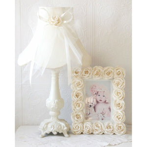 Cream Dupioni Silk Lamp Shade with Tulle Bow-Lamp Shades-Jack and Jill Boutique