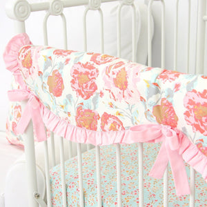 Crib Rail Cover | Felicity's Pink Vintage Floral-Crib Rail Cover-Jack and Jill Boutique