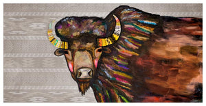 Crowned Bison - Tribal Cream Wall Art-Wall Art-Jack and Jill Boutique