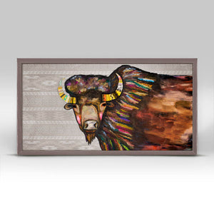 Crowned Bison - Tribal Cream Mini Framed Canvas-Mini Framed Canvas-Jack and Jill Boutique