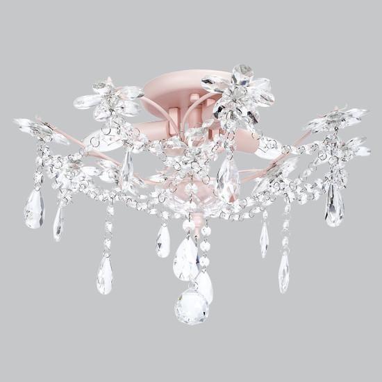 Archer Crystal Flower Three-Light Semi Flush Mount - Pink or White-Chandeliers-Jack and Jill Boutique
