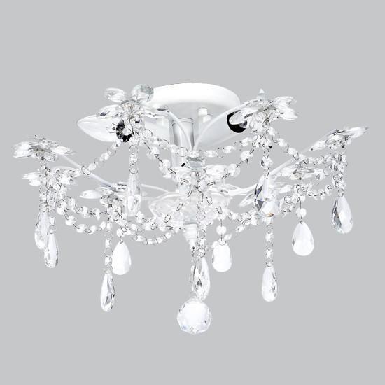 Archer Crystal Flower Three-Light Semi Flush Mount - Pink or White-Chandeliers-Jack and Jill Boutique