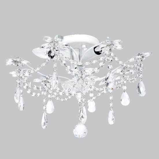 Archer Crystal Flower Three-Light Semi Flush Mount - Pink or White-Chandeliers-White-Jack and Jill Boutique