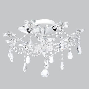 Archer Crystal Flower Three-Light Semi Flush Mount - Pink or White-Chandeliers-White-Jack and Jill Boutique