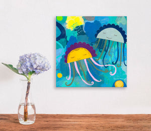 Cute Jellyfish Wall Art-Wall Art-14x14 Canvas-Jack and Jill Boutique