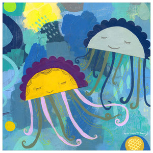 Cute Jellyfish Wall Art-Wall Art-14x14 Canvas-Jack and Jill Boutique