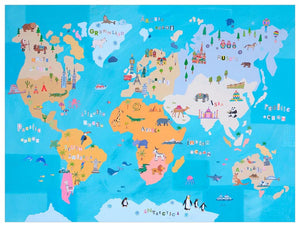 Cute World Map Wall Art-Wall Art-Jack and Jill Boutique