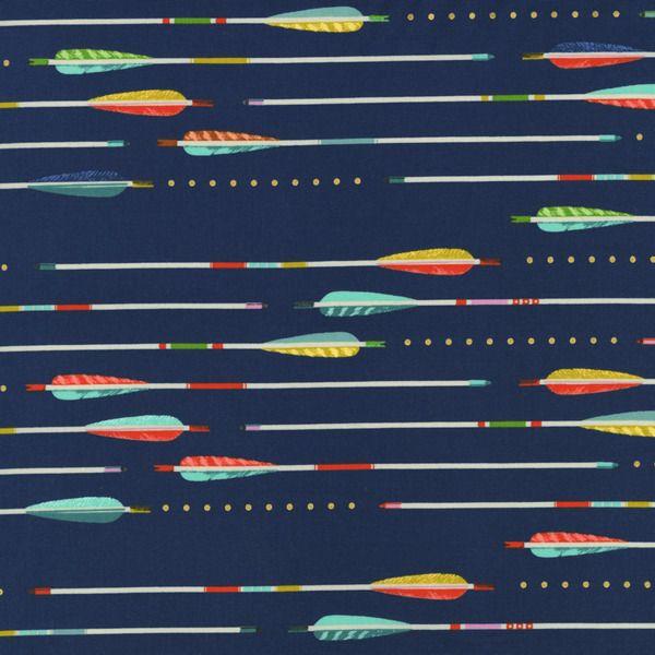 Mustang Arrows in Navy metallic Fabric by the Yard | 100% Cotton-Fabric-Jack and Jill Boutique