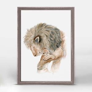 Dad and Baby Lions - Mini Framed Canvas-Mini Framed Canvas-Jack and Jill Boutique