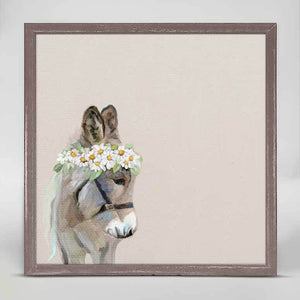 Daisy Wreath Donkey - Mini Framed Canvas-Mini Framed Canvas-Jack and Jill Boutique