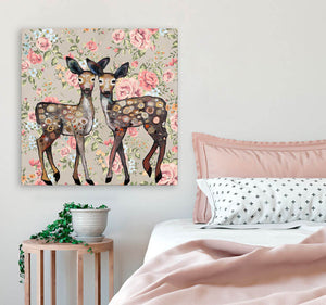 Dancing Deer - Floral Wall Art-Wall Art-Jack and Jill Boutique