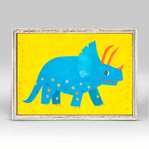 Delightful Dinos - Bright Triceratops Mini Framed Canvas-Mini Framed Canvas-Jack and Jill Boutique