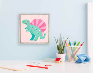 Delightful Dinos - Pastel Spinosaurus Mini Framed Canvas-Mini Framed Canvas-Jack and Jill Boutique