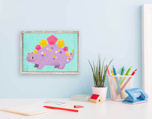 Delightful Dinos - Pastel Stegosaurus Mini Framed Canvas-Mini Framed Canvas-Jack and Jill Boutique