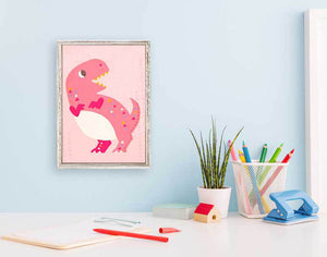 Delightful Dinos - Pastel T Rex Mini Framed Canvas-Mini Framed Canvas-Jack and Jill Boutique
