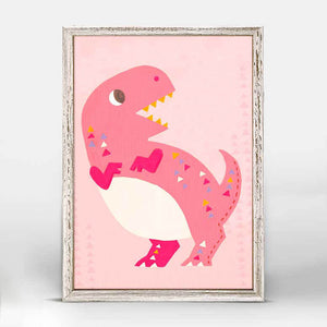 Delightful Dinos - Pastel T Rex Mini Framed Canvas-Mini Framed Canvas-Jack and Jill Boutique