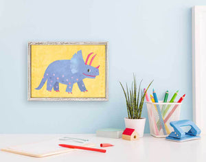 Delightful Dinos - Pastel Triceratops Mini Framed Canvas-Mini Framed Canvas-Jack and Jill Boutique