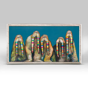 Designer Walruses On Marine Blue - Mini Framed Canvas-Mini Framed Canvas-Jack and Jill Boutique
