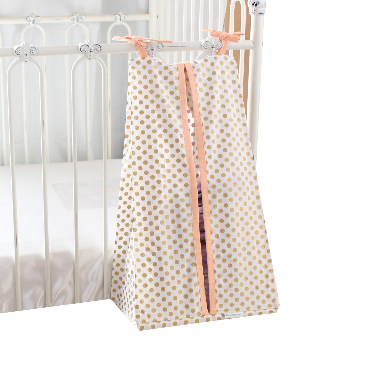 Diaper Stacker | Metallic Gold Dots with Coral, White or Mint Edging-Diaper Stacker-Coral-Jack and Jill Boutique