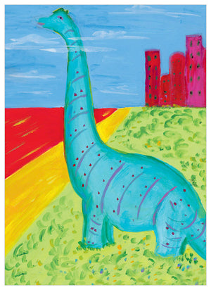 Dino Stripe Wall Art-Wall Art-10x14 Canvas-Jack and Jill Boutique