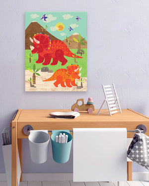 Dinosaur Fun - Triceratops Wall Art-Wall Art-14x18 Canvas-Jack and Jill Boutique