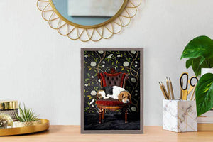 Dog Collection - Beagle On Chair Mini Framed Canvas-Mini Framed Canvas-Jack and Jill Boutique