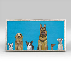 Dogs Dogs Dogs - Blue Mini Framed Canvas-Mini Framed Canvas-Jack and Jill Boutique