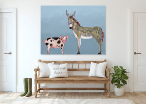 Donkey And Pig Tails - Sky Blue Wall Art-Wall Art-Jack and Jill Boutique