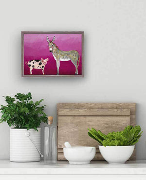 Donkey And Pig Tails - Mini Framed Canvas-Mini Framed Canvas-Jack and Jill Boutique