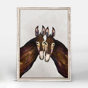 Donkey Duo - Soft Pewter Mini Framed Canvas-Mini Framed Canvas-Jack and Jill Boutique