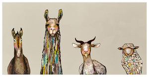 Donkey, Llama, Goat, Sheep on Cream Wall Art-Wall Art-Jack and Jill Boutique