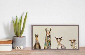 Donkey, Llama, Goat, Sheep on Cream - Mini Framed Canvas-Mini Framed Canvas-Jack and Jill Boutique