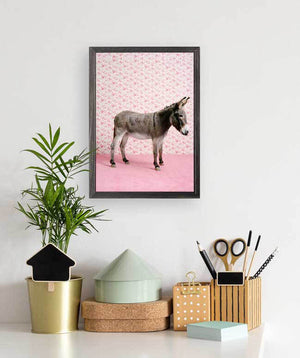 Donkey On Pink - Mini Framed Canvas-Mini Framed Canvas-Jack and Jill Boutique