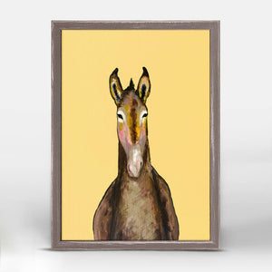 Donkey on Yellow - Mini Framed Canvas-Mini Framed Canvas-Jack and Jill Boutique