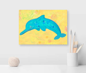 Dotted Dolphin Wall Art-Wall Art-14x10 Canvas-Jack and Jill Boutique