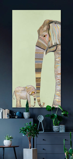 Elephant Baby and Mama - Mint Wall Art-Wall Art-Jack and Jill Boutique