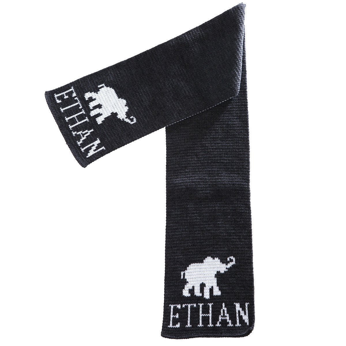 Elephant Personalized Knit Scarf-Scarves-Jack and Jill Boutique