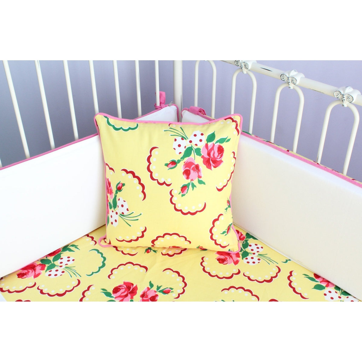 Emma's Yellow and Pink Floral Throw Pillow | Bold Bedding-Pillow-Jack and Jill Boutique