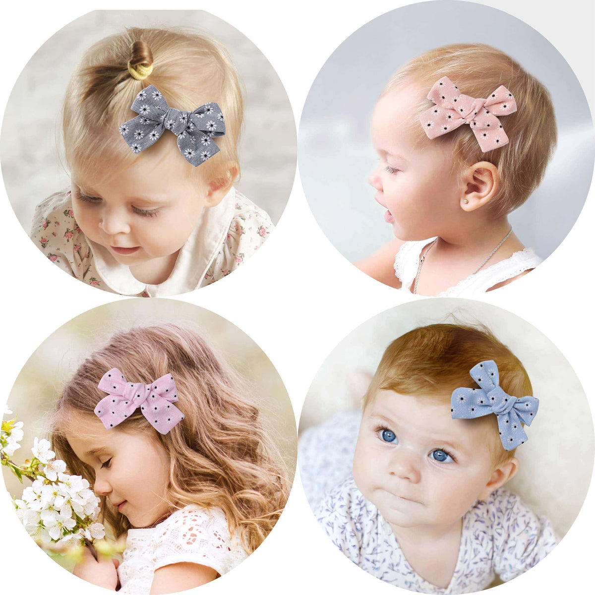 Floral hair clips bows for toddler girls - girl hair accessories barrettes - bow alligator clip for Teens Kids Toddlers (Linen Mix)-BEAUTY-Jack and Jill Boutique