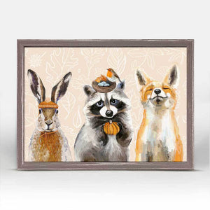 Fall Collection - Thankful Raccoon and Pals Mini Framed Canvas-Mini Framed Canvas-Jack and Jill Boutique