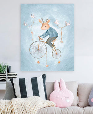 Fancy Friends - Deer On A Cycle Wall Art-Wall Art-Jack and Jill Boutique