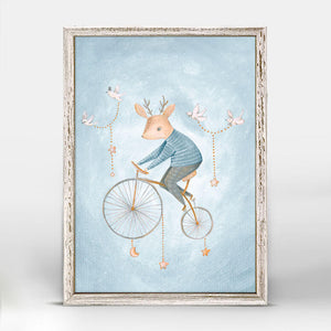 Fancy Friends - Deer On A Cycle Mini Framed Canvas-Mini Framed Canvas-Jack and Jill Boutique