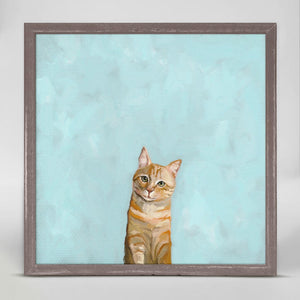 Feline Friends - Orange On Blue Mini Framed Canvas-Mini Framed Canvas-Jack and Jill Boutique