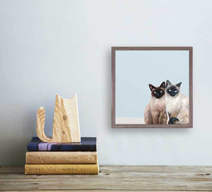 Feline Friends - Siamese Cat Duo Mini Framed Canvas-Mini Framed Canvas-Jack and Jill Boutique