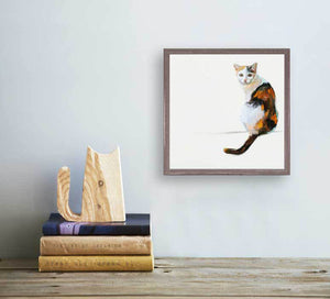 Feline Friends - Sitting Pretty Calico Mini Framed Canvas-Mini Framed Canvas-Jack and Jill Boutique