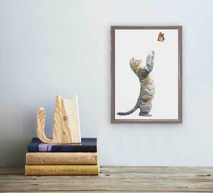 Feline Friends - Tabby Makes A Friend Mini Framed Canvas-Mini Framed Canvas-Jack and Jill Boutique