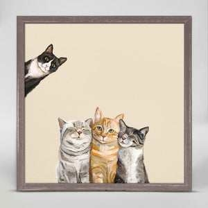 Feline Friends - Three Cats Plus One Mini Framed Canvas-Mini Framed Canvas-Jack and Jill Boutique
