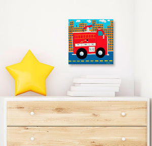 Fire Truck Wall Art-Wall Art-10x10 Canvas-Jack and Jill Boutique