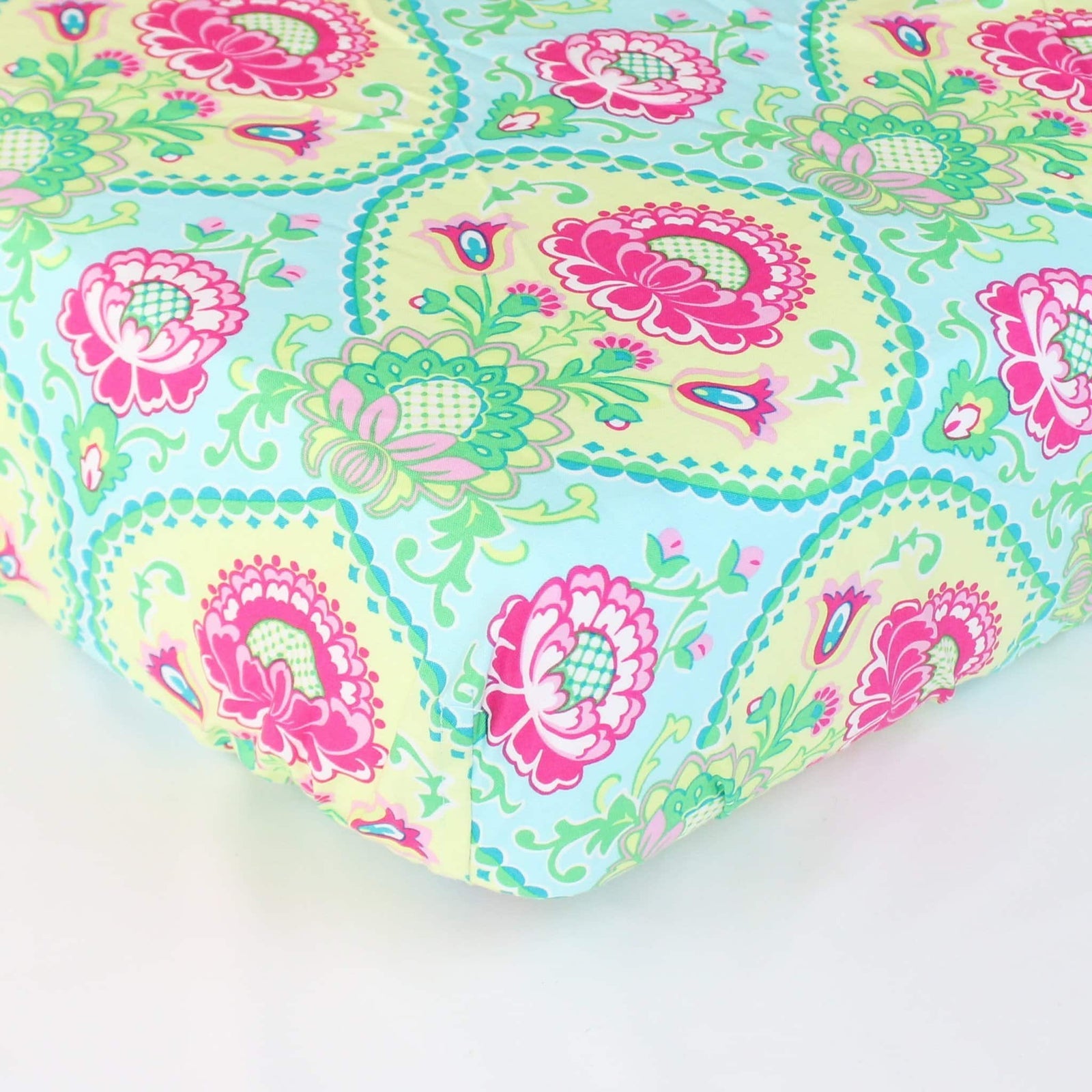 Fitted Crib Sheets | Lavinia Aqua Floral-Crib Sheets-Jack and Jill Boutique
