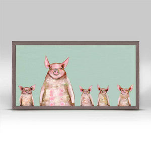 Five Piggies In A Row - Mint Mini Framed Canvas-Mini Framed Canvas-Jack and Jill Boutique
